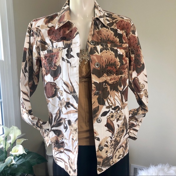 Chico's Jackets & Blazers - Chico’s floral bold jacket beaded/brown tones 0